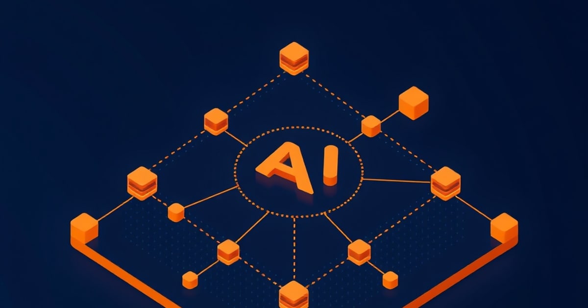Isometric illustration of responsible AI principles—fairness, transparency, accountability—in a governance framework